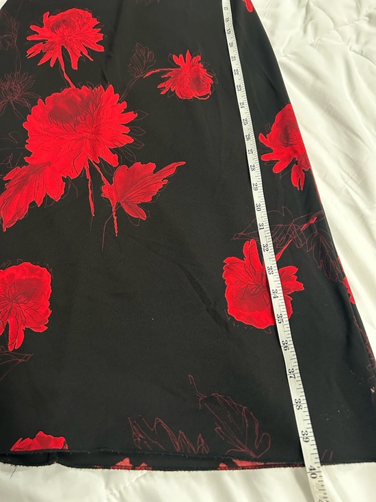 Vintage Late 90s La Belle Black Sleeveless Dress with Red Floral Print - Picture 7 of 8